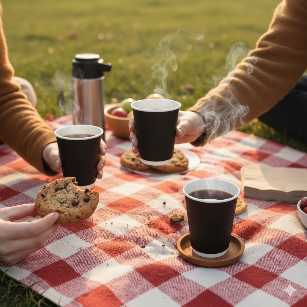 Black Double Wall Paper Cups 12oz - كاسات ورقية دبل اسود 12 اونص