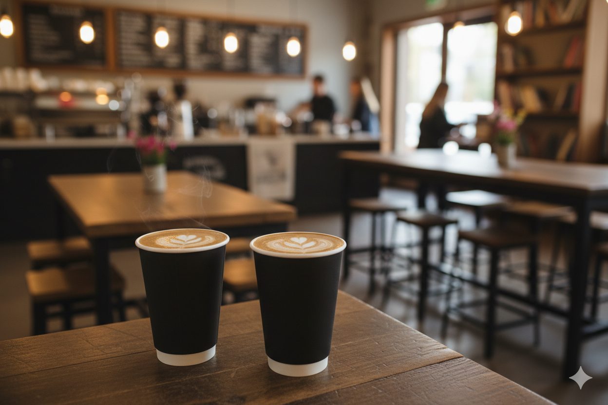 Black Double Wall Paper Cups 16oz - كاسات ورقية دبل اسود 16 اونص