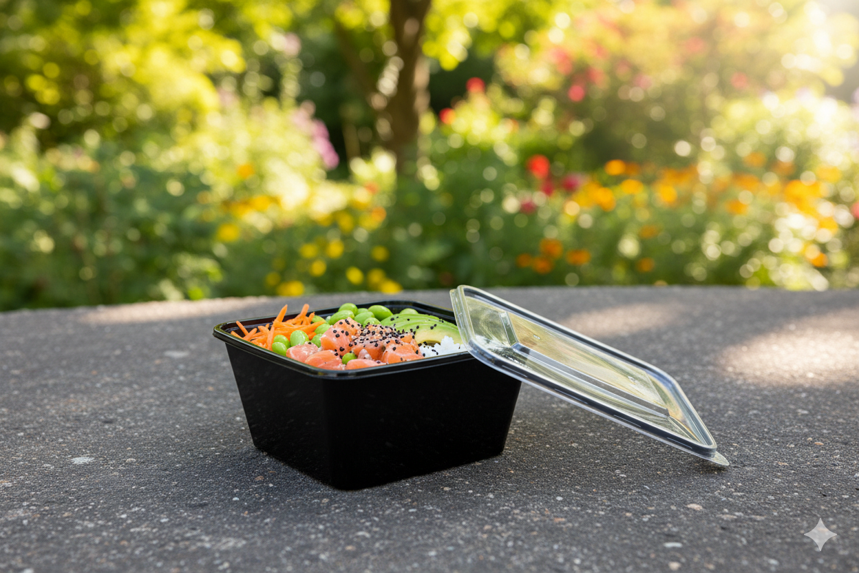 علب بلاستيك مايكرويف مستطيلة أسود مع أغطية 
Black PP Microwavable Plastic Containers with Lids (32oz)