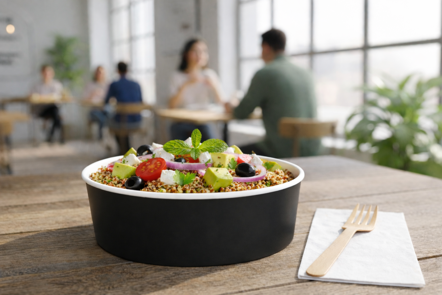 Black Paper Bowls 24oz - علب  كرتون دائري 24 اونص اسود