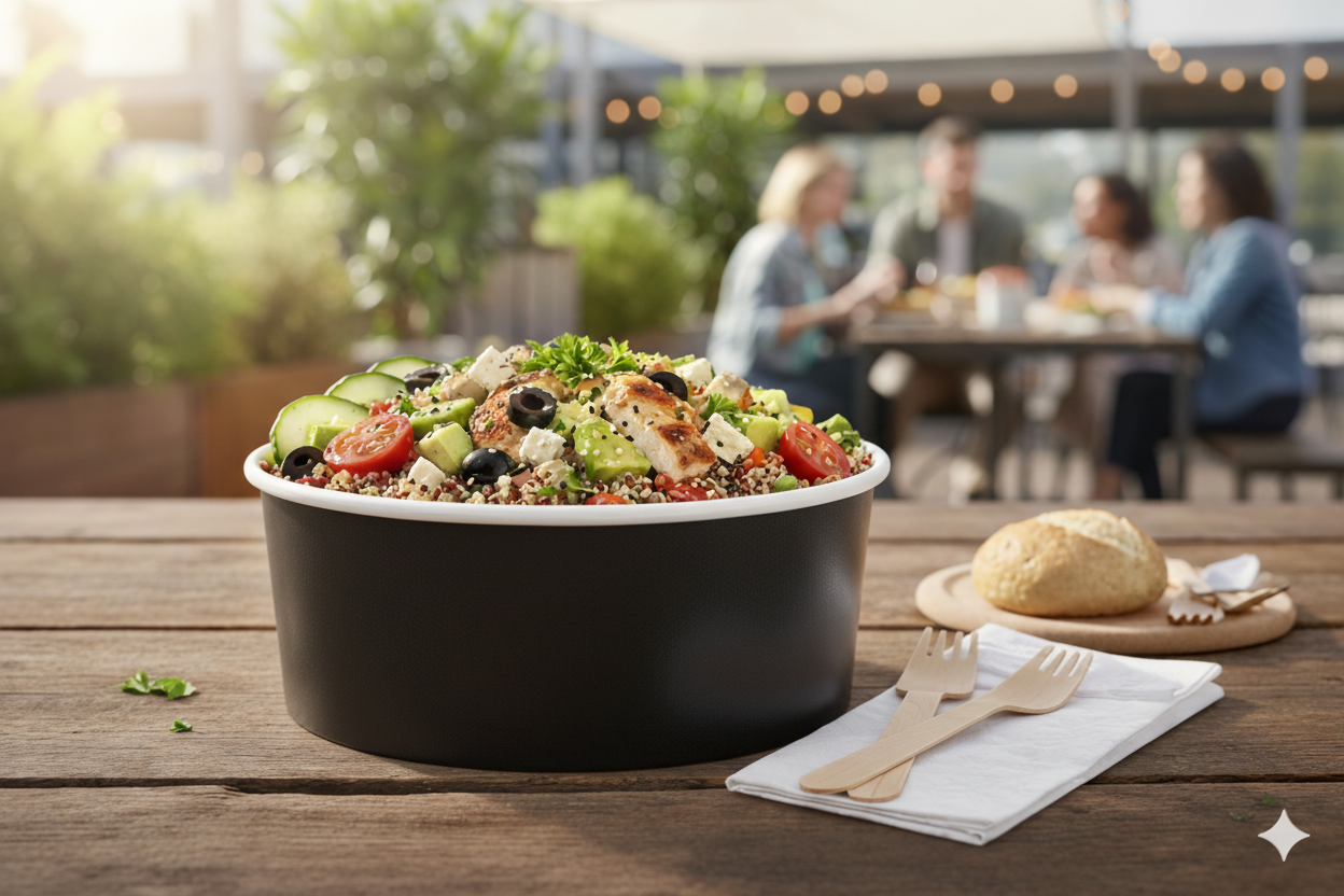 Black Paper Bowls 40oz - علب   كرتون دائري 40 اونص اسود 