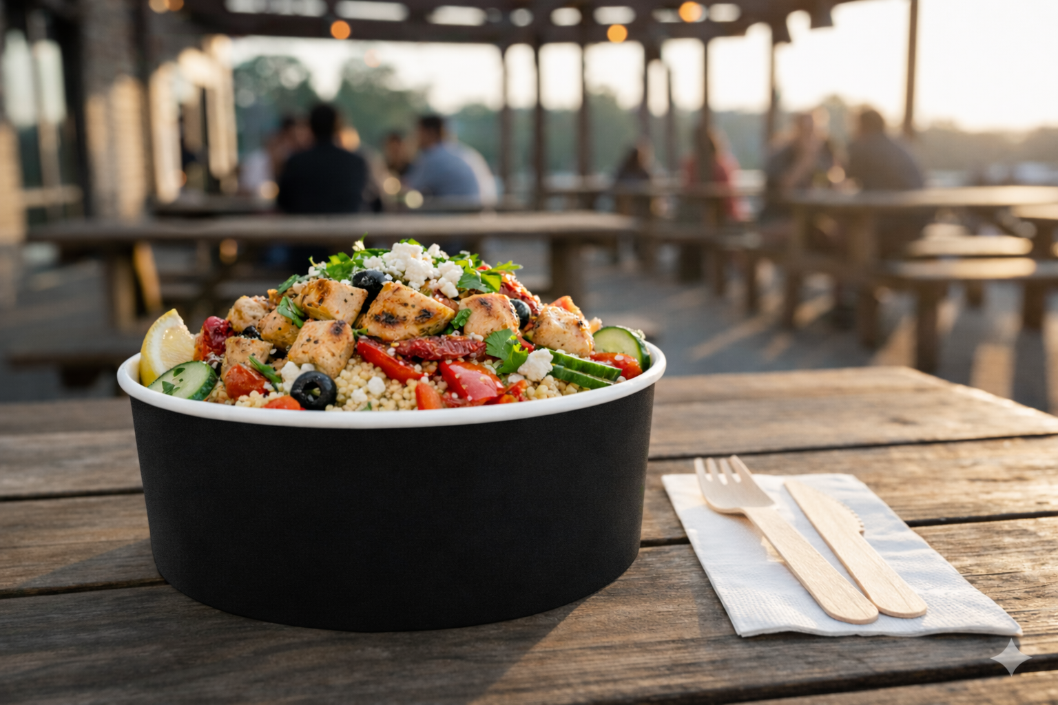 Black Paper Bowls 45oz - علب   كرتون دائري 45 اونص اسود 