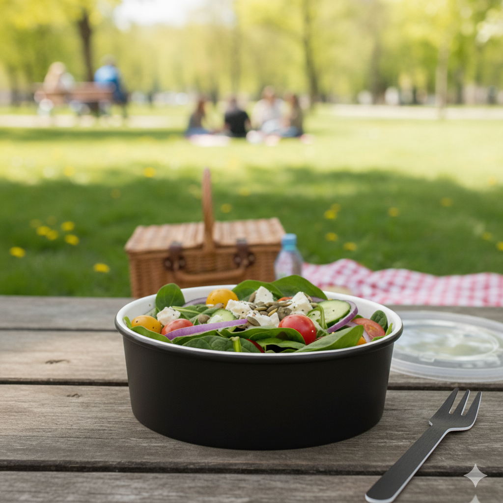 Black Paper Bowls 8oz - علب  كرتون دائري 8 اونص اسود