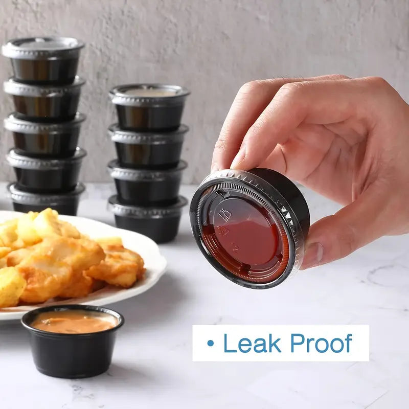 علب صوص بلاستيك أسود  1 أونص
Black Plastic PP Sauce Containers 1oz