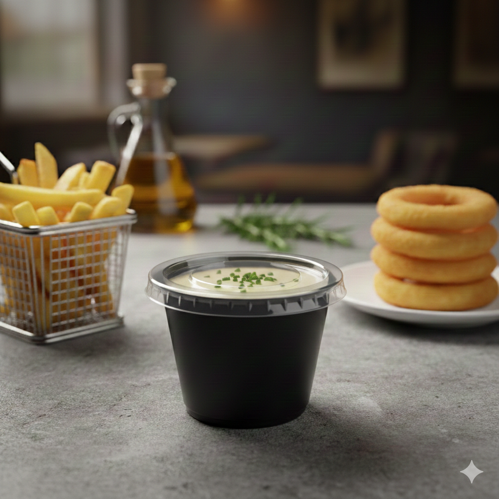 علب صوص بلاستيك أسود 
Black Plastic PP Sauce Containers 4oz