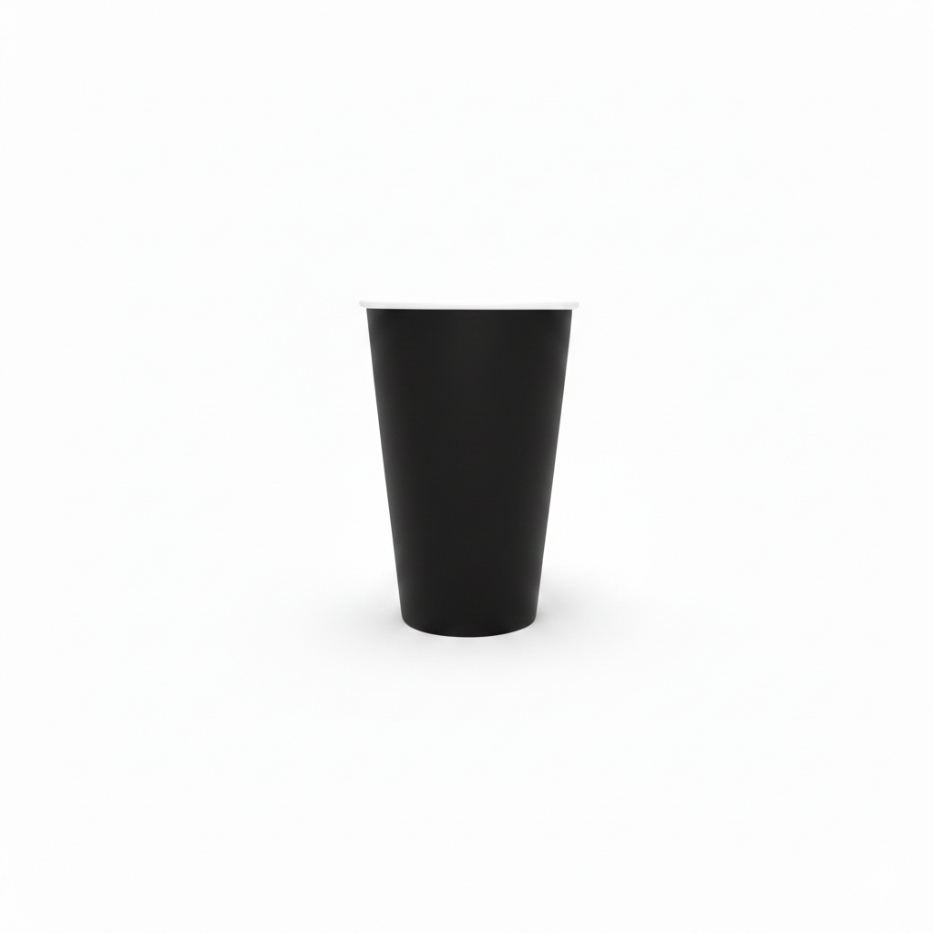 Black Single Wall Paper Cups 16oz - كاسات ورقية اسود 16 اونص