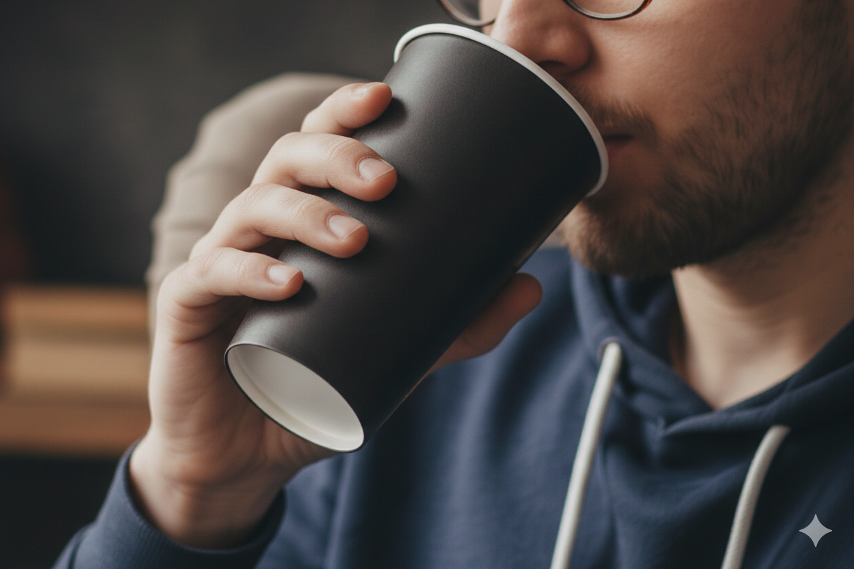 Black Single Wall Paper Cups 16oz - كاسات ورقية اسود 16 اونص