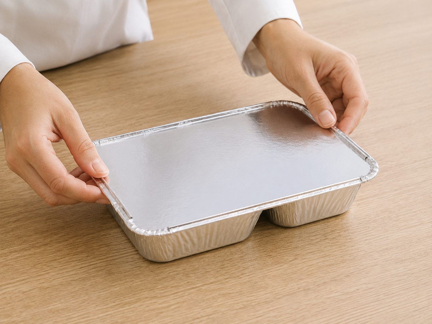 Square Aluminum Container - 2 partitions