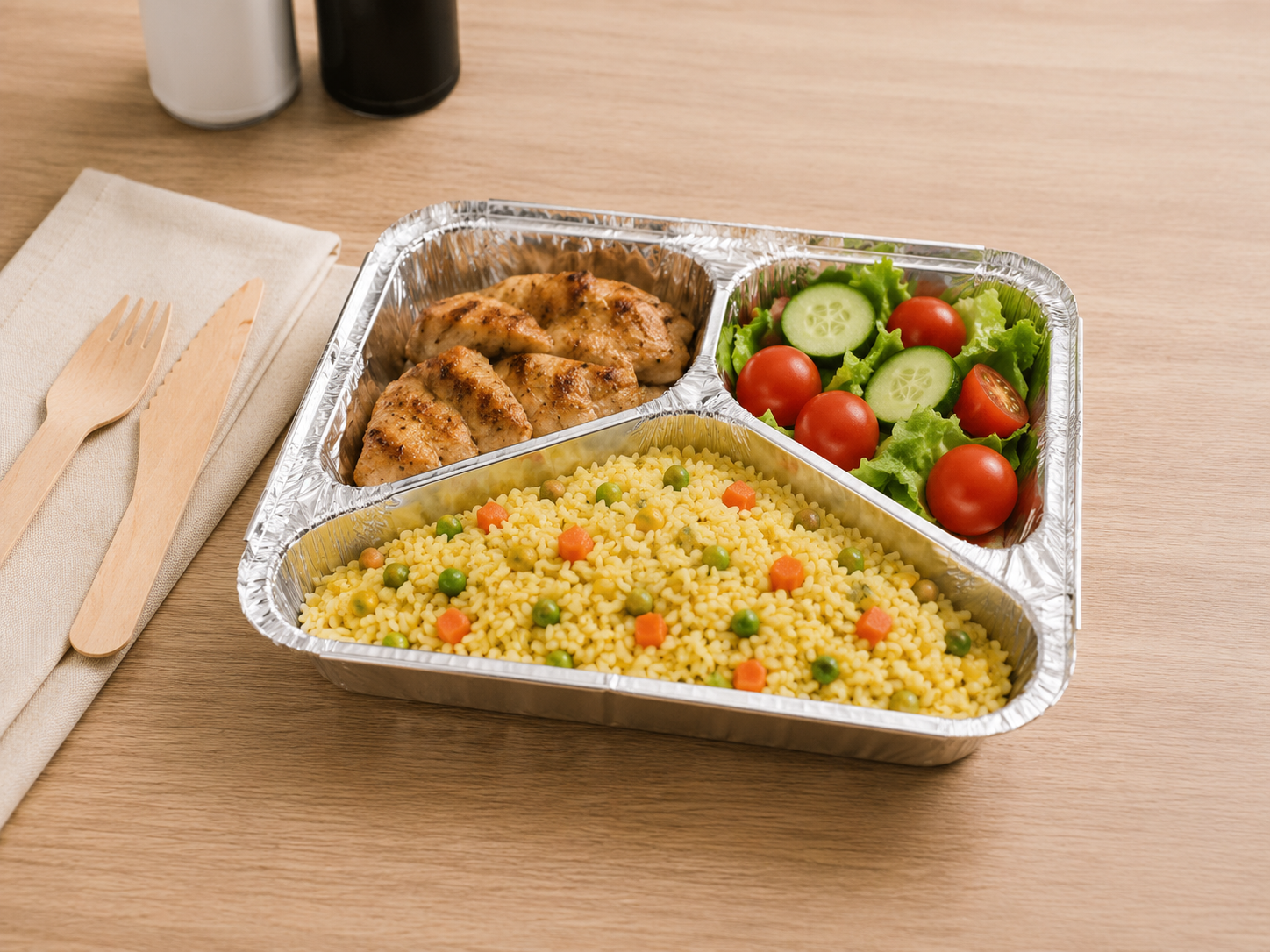 Square Aluminum Container - 3 partitions