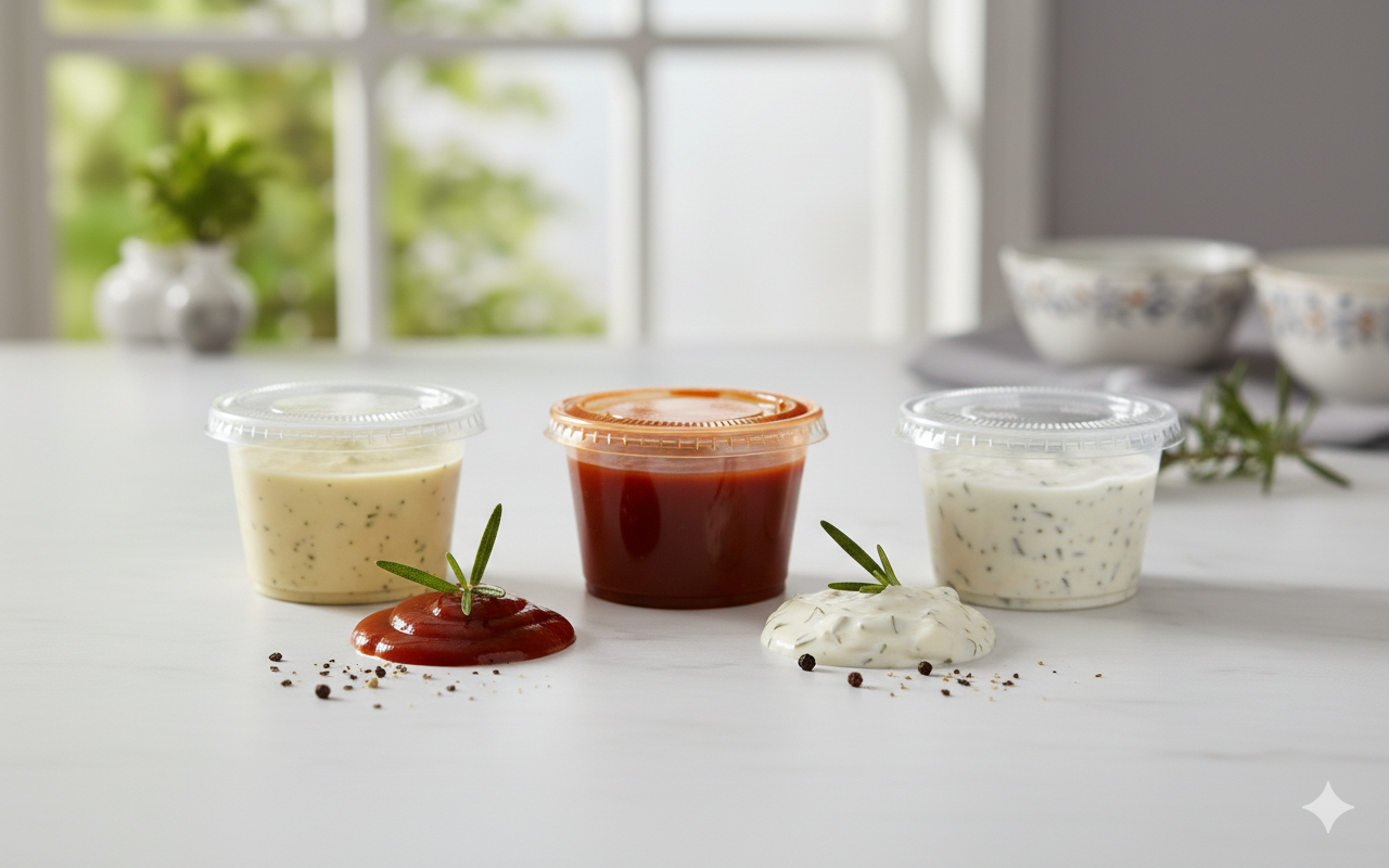 علب صوص بلاستيك شفاف 4 أونص
Clear Plastic PP Sauce Containers 4oz