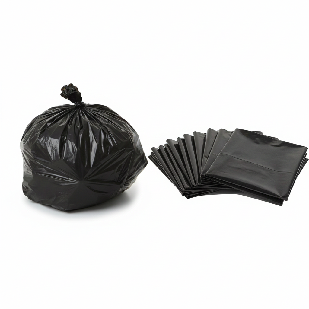 أكياس قمامة بلاستيكية سوداء (3 أحجام)