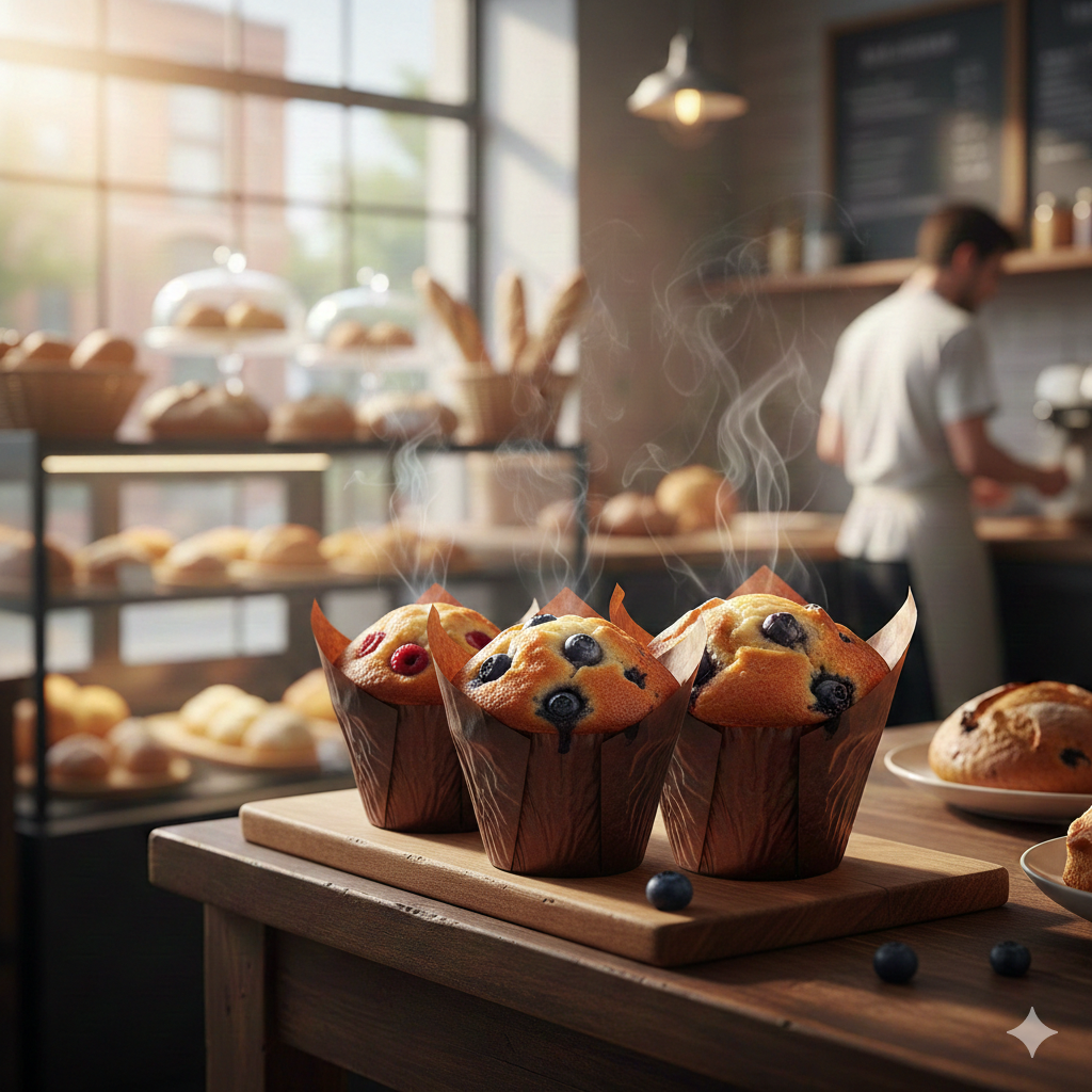 قوالب مافن بنية اللون على شكل زهرة التوليب (16/17.5 سم)