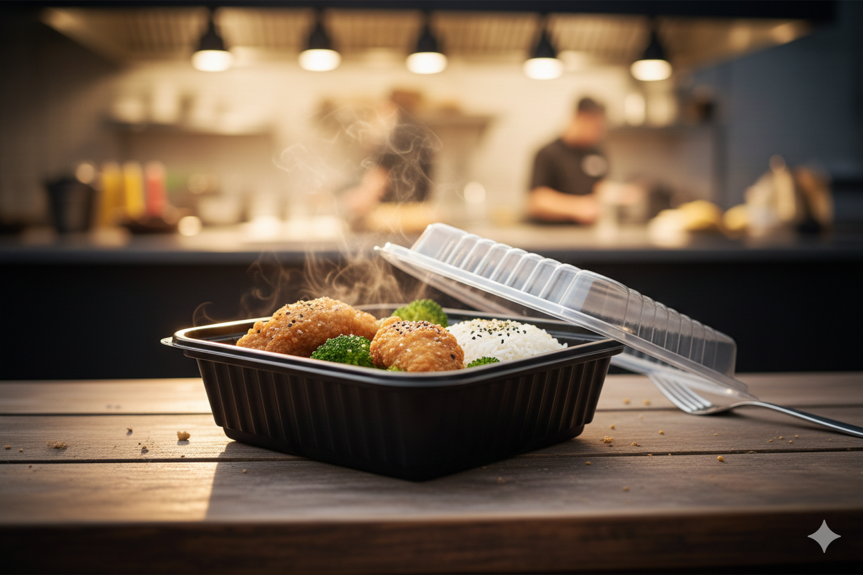 Black PP Microwavable Plastic Containers with Lids (12/24/28/38/58oz)