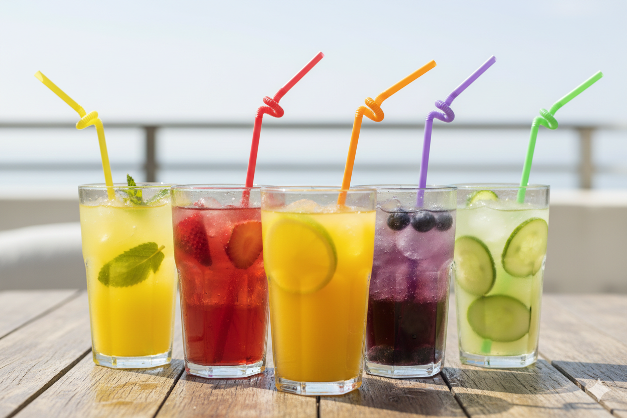 Plastic (Flex) Wrapped Plastic Crazy Straws Mix Colored 8mm