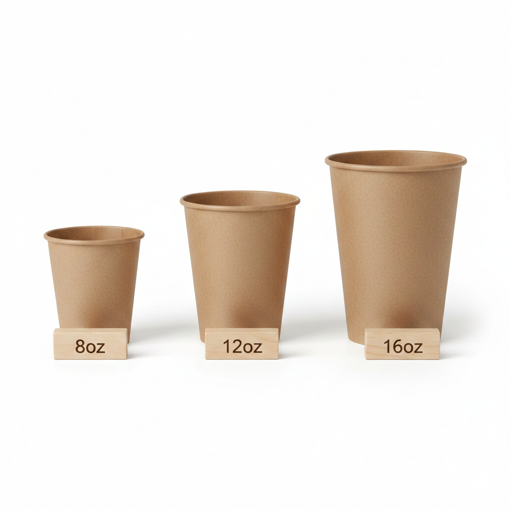 Kraft Single Wall Paper Cups 8/12/16oz