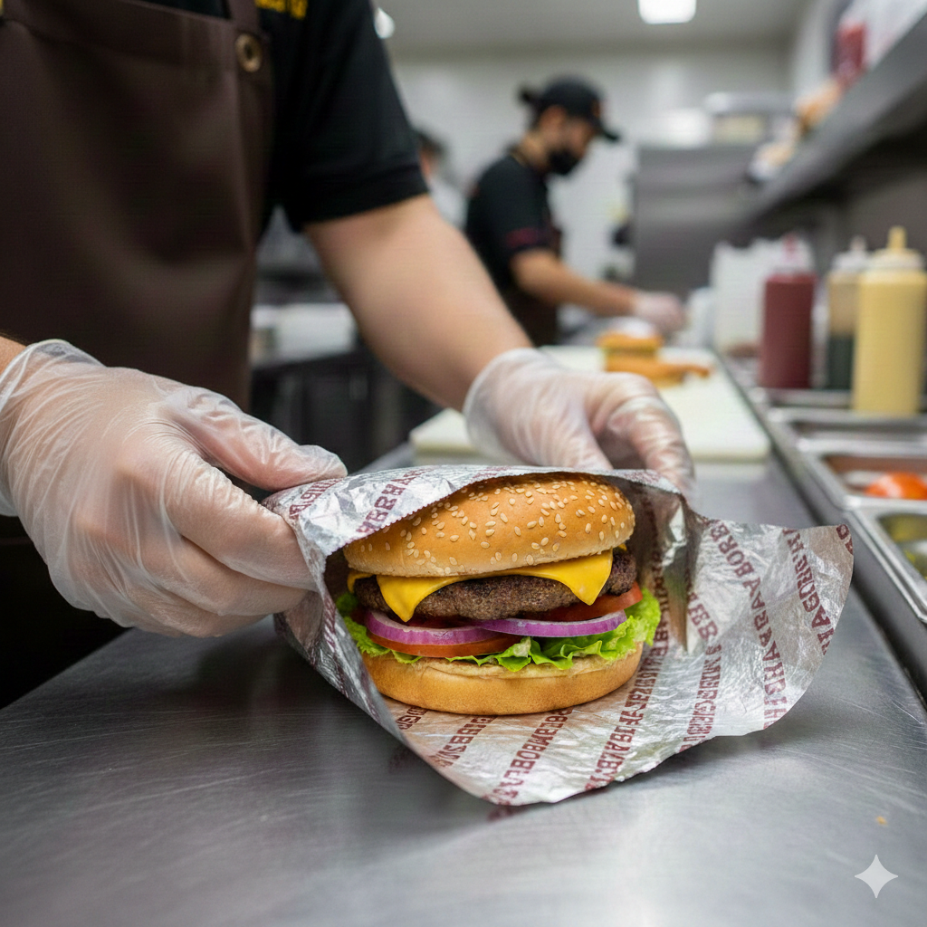 ورق تغليف برجر مطبوع معزول من الألومنيوم (34 × 24 سم)