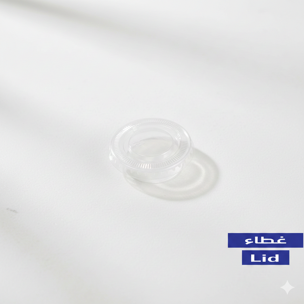 أغطية شفافة من البولي إيثيلين تيريفثالات (PET) لعبوات الصلصة بسعات 1/2/3.25/4 أونصة