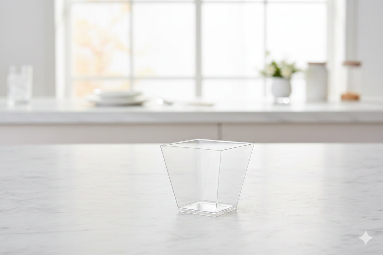 أكواب حلويات مربعة من الكريستال (صغير، كبير)