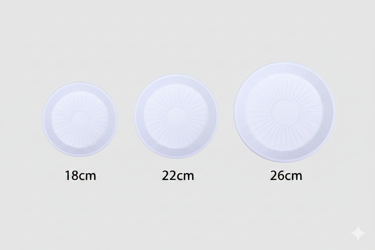 White Round Plastic Plates 18/22/26cm