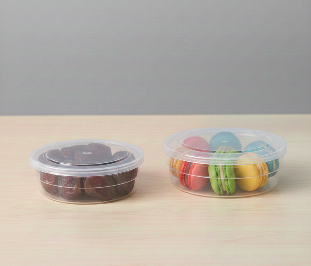 عبوات بلاستيكية دائرية كريستالية (0.5/1 كجم)