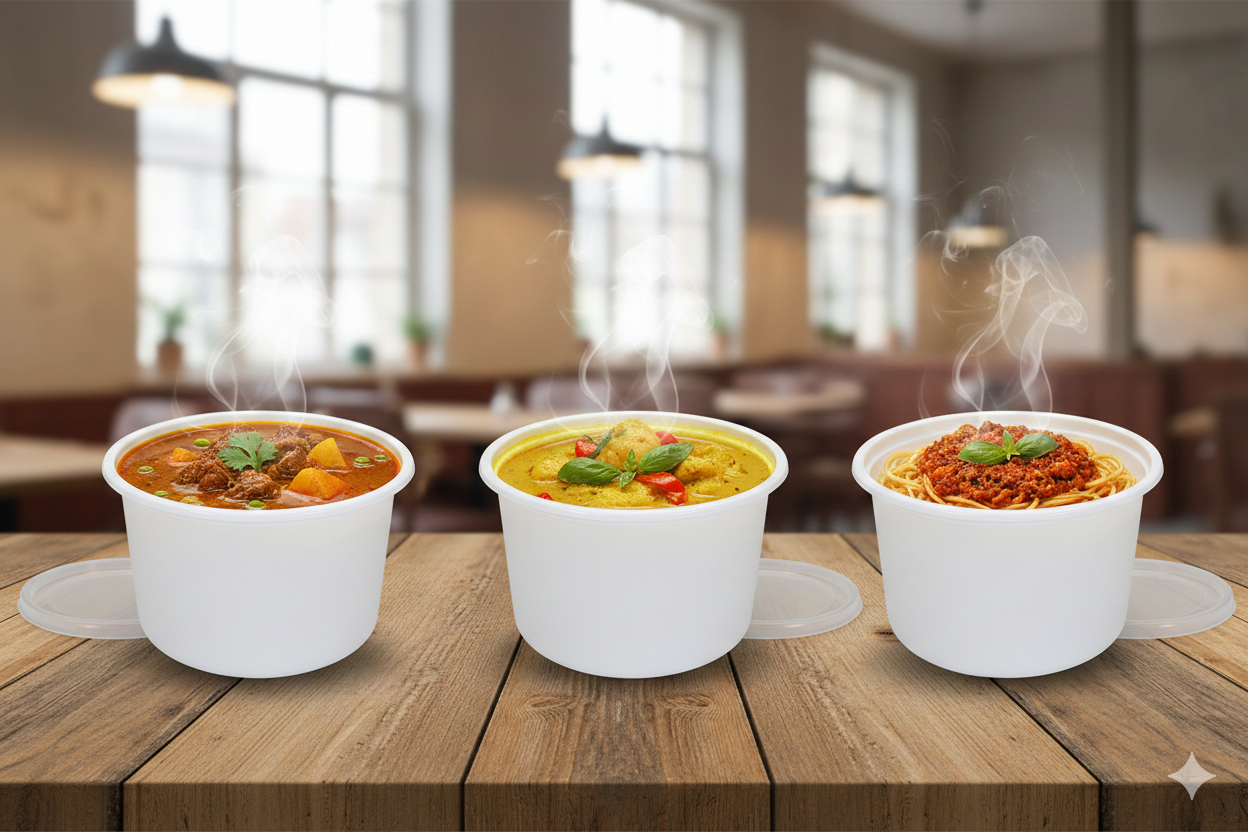 White PP Round Microwavable Plastic Containers 200/350/500cc