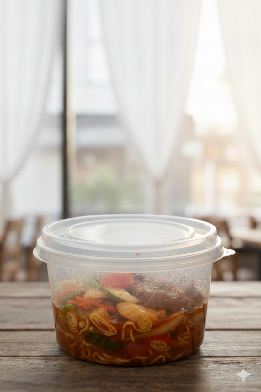 أغطية شفافة من البولي بروبيلين لحاويات بلاستيكية دائرية قابلة للاستخدام في الميكروويف