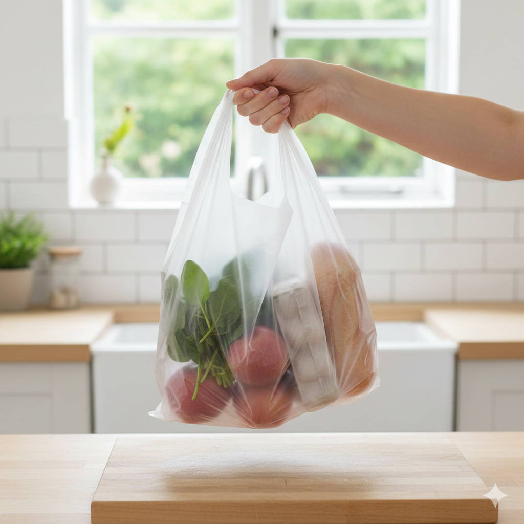 أكياس تسوق بلاستيكية بيضاء