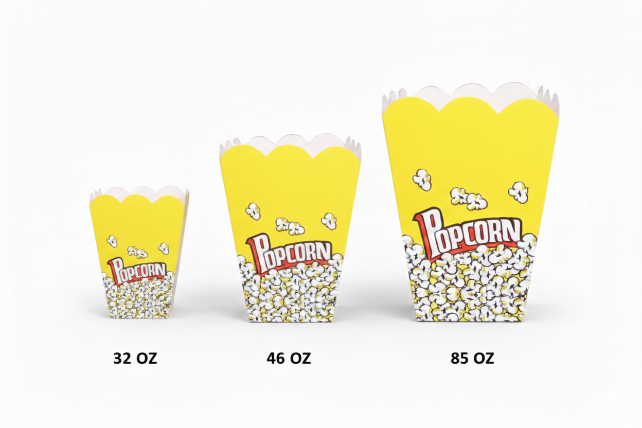 Paper Popcorn Containers (32/46/85oz)