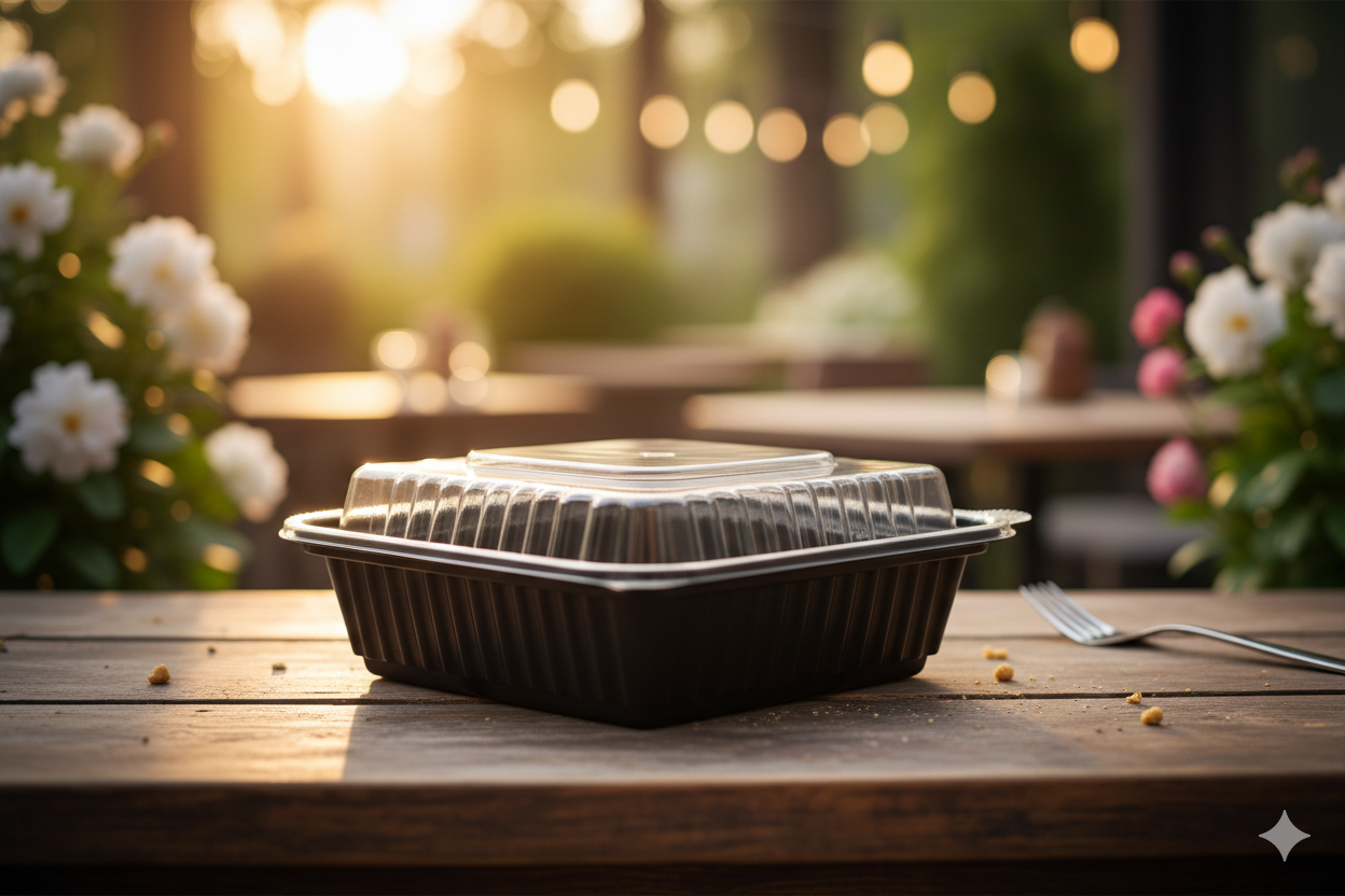Black PP Microwavable Plastic Containers with Lids (12/24/28/38/58oz)