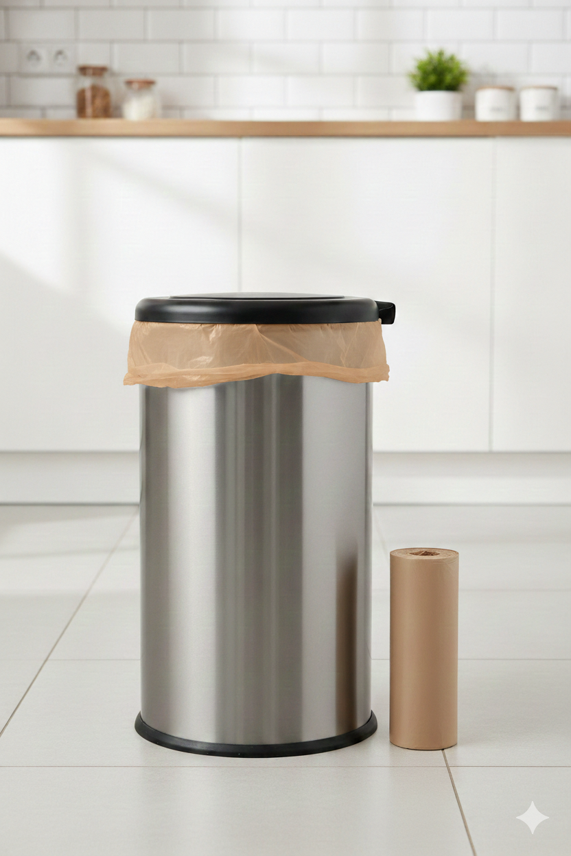 أكياس قمامة بلاستيكية بنية اللون شديدة التحمل