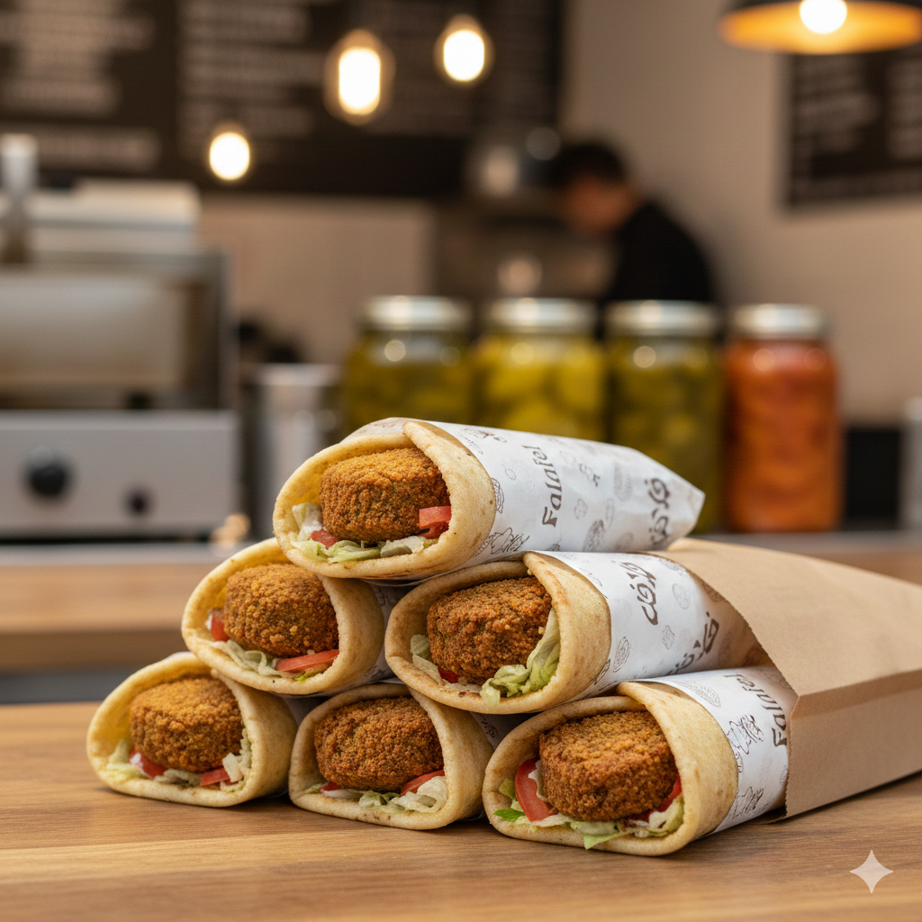 ورق تغليف سندويشات الفلافل المطبوع (35 × 24 سم)