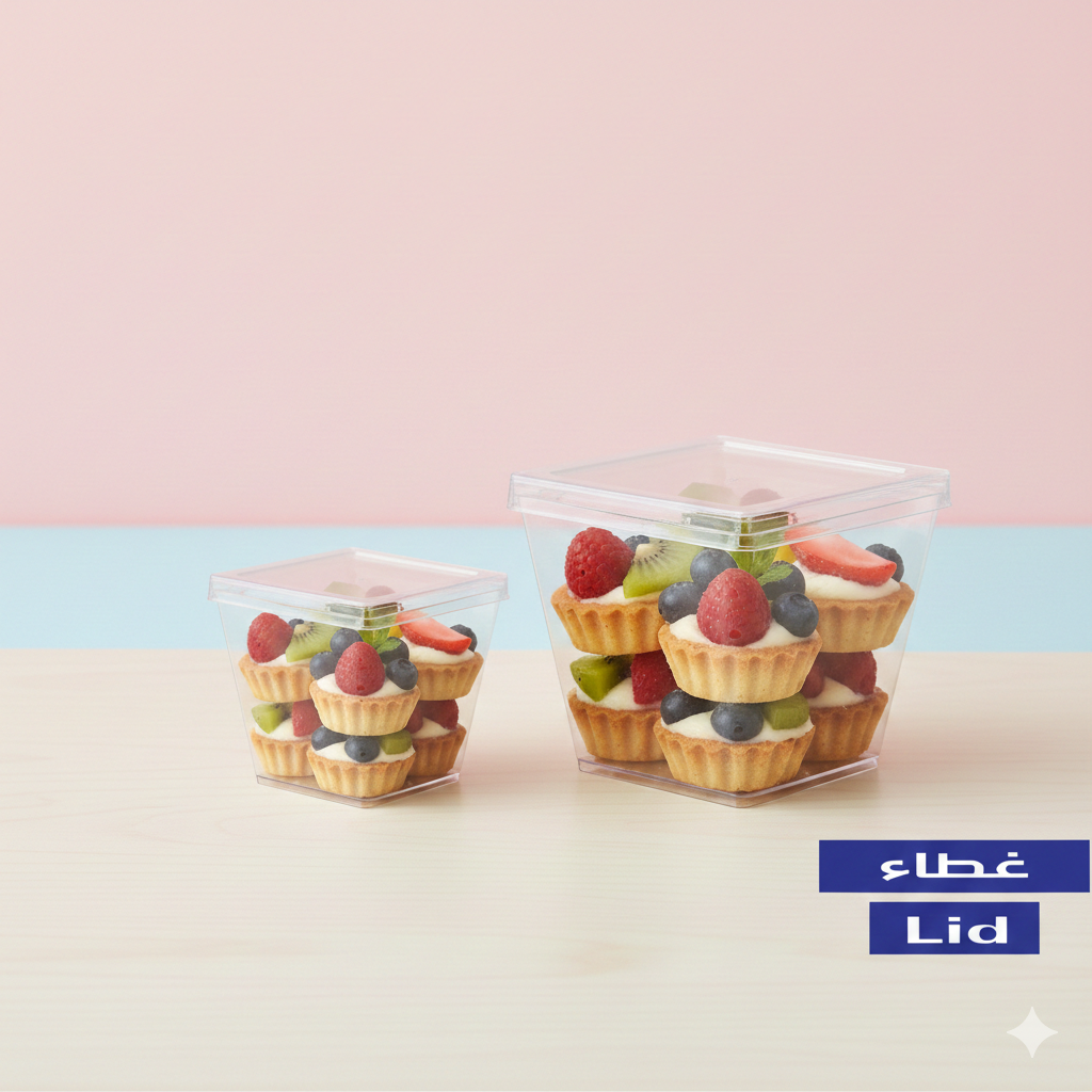 Crystal Square Dessert Cup Lids (S,L)