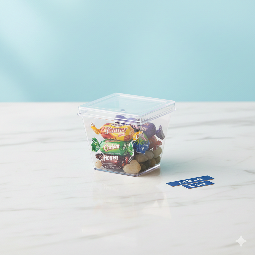 Crystal Square Dessert Cup Lids (S,L)