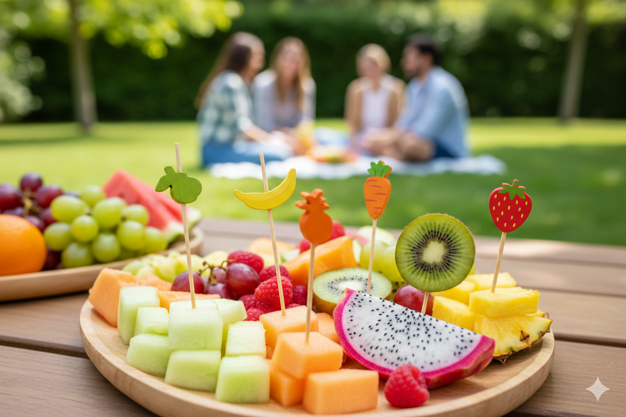 أعواد تزيين خشبية على شكل فاكهة