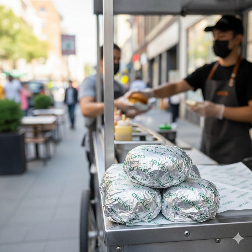 ورق تغليف ألومنيوم معزول مطبوع عليه دجاج (35 × 24 سم)