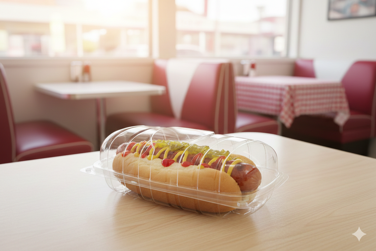 PET Hotdog Hinged Containers (S,L)