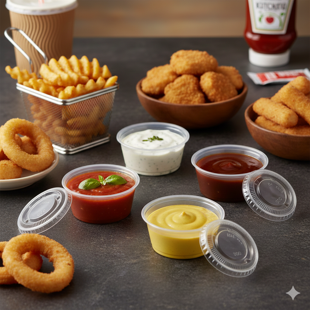 عبوات صلصة شفافة من البولي بروبيلين، 1/2/3.25/4 أونصة