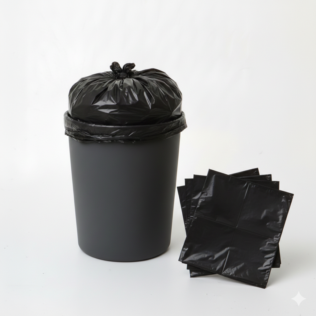 أكياس قمامة بلاستيكية سوداء (3 أحجام)