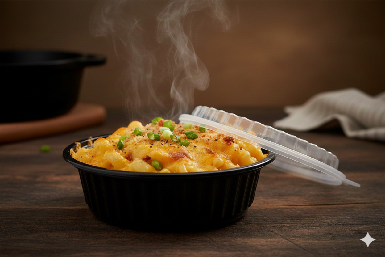 Black PP Round Microwavable Containers with Lids 16/24/32/40/48/64oz