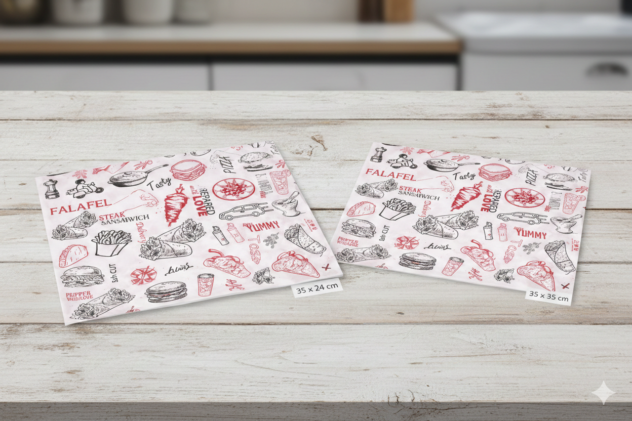 ورق تغليف سندويشات بتصميم عام (35 × 24 سم)