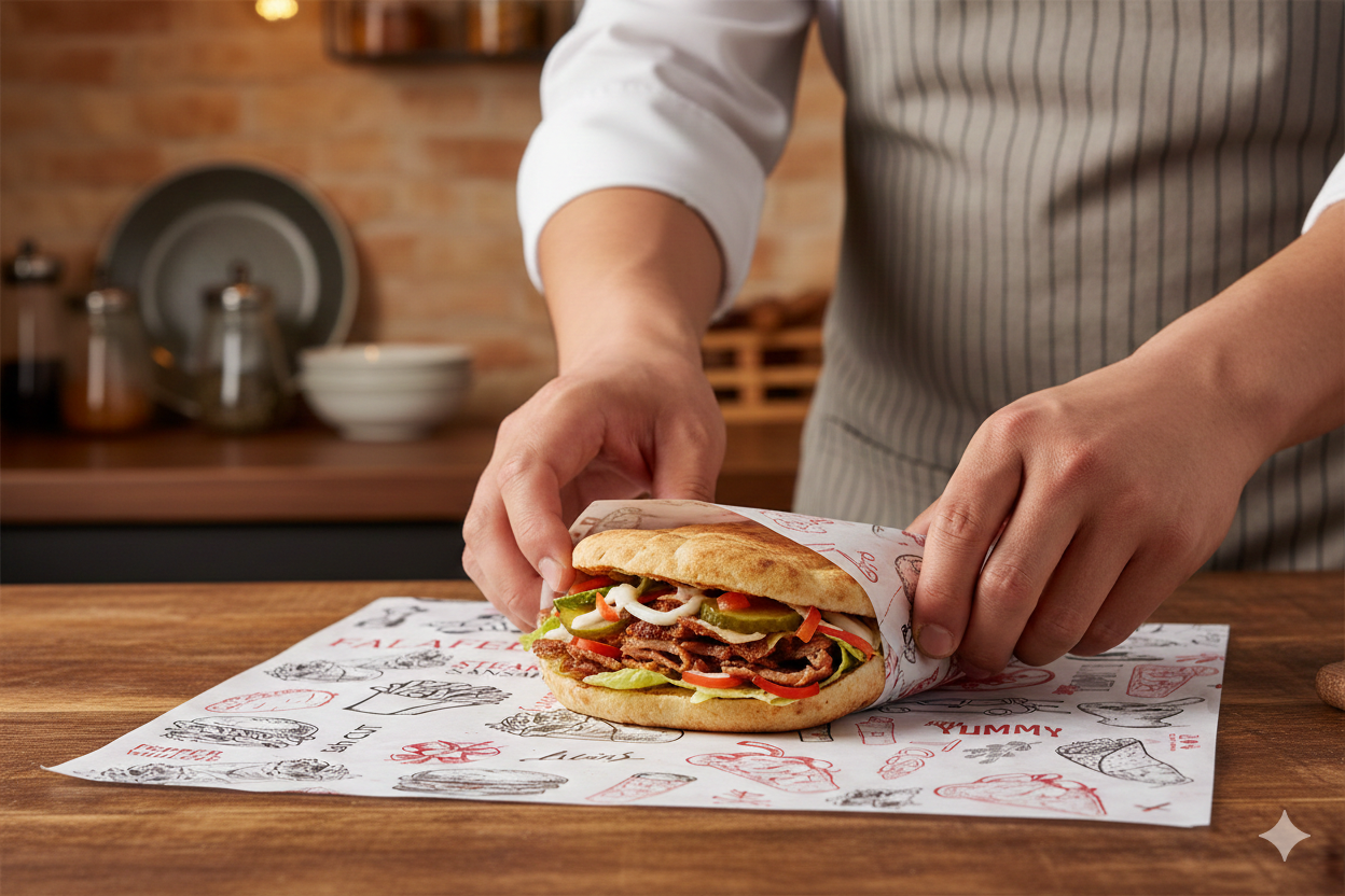 ورق تغليف سندويشات بتصميم عام (35 × 24 سم)