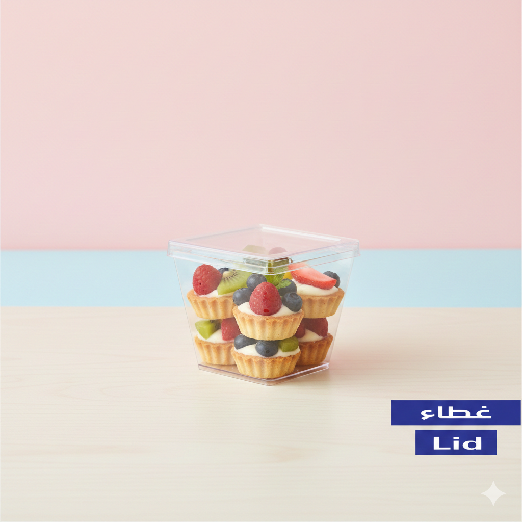 Crystal Square Dessert Cup Lids (S,L)