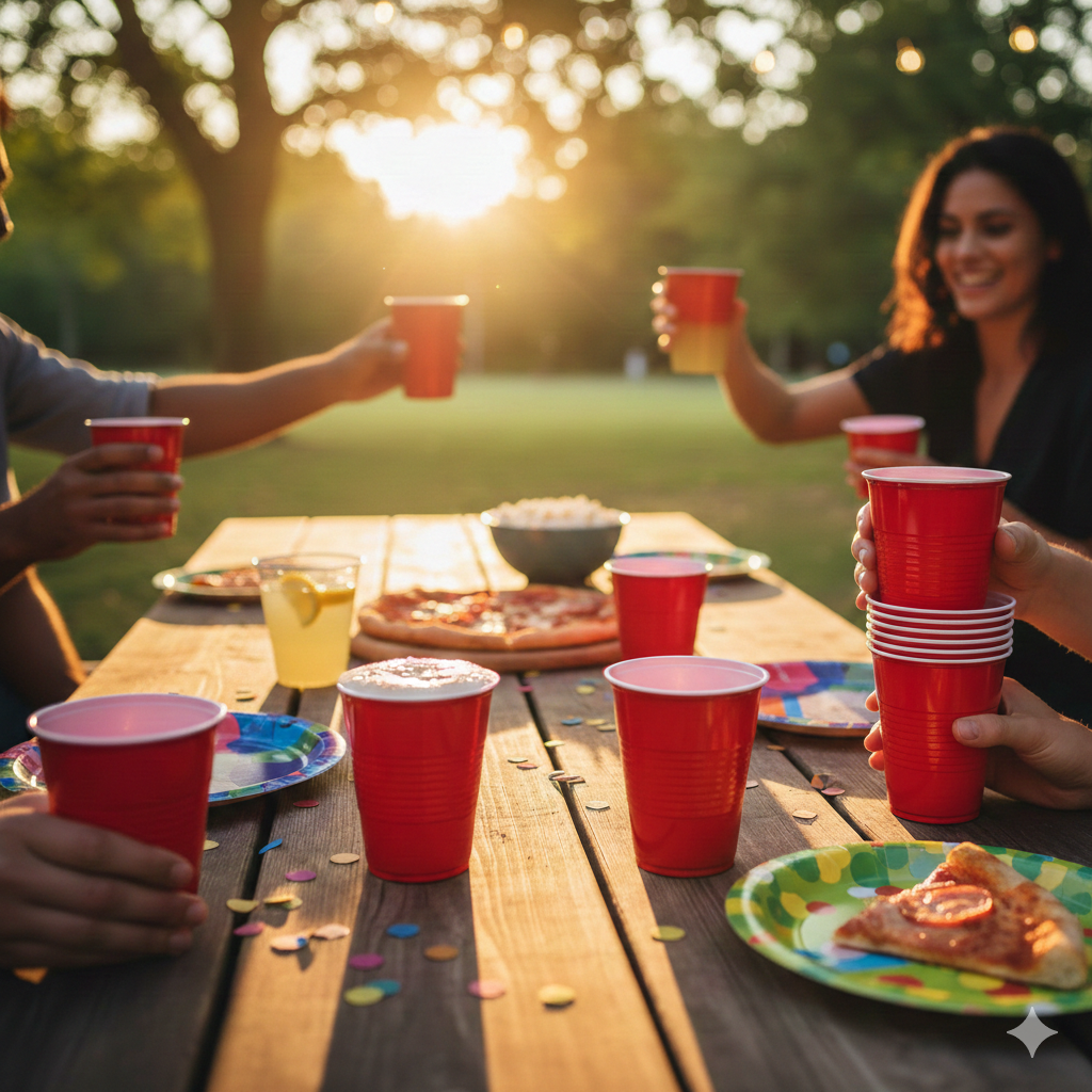 Red Plastic Cups Red 12/16oz