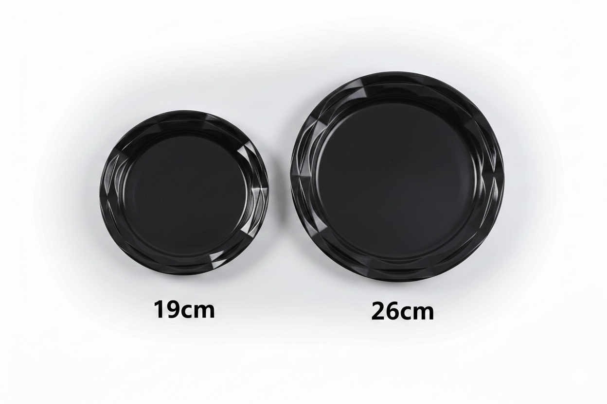 Black Round Plastic VIP Plates 19/26cm