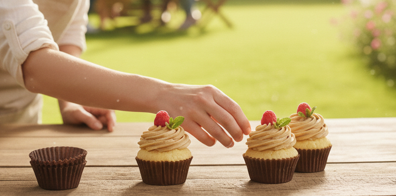 قوالب كب كيك بنية اللون (7 أحجام)