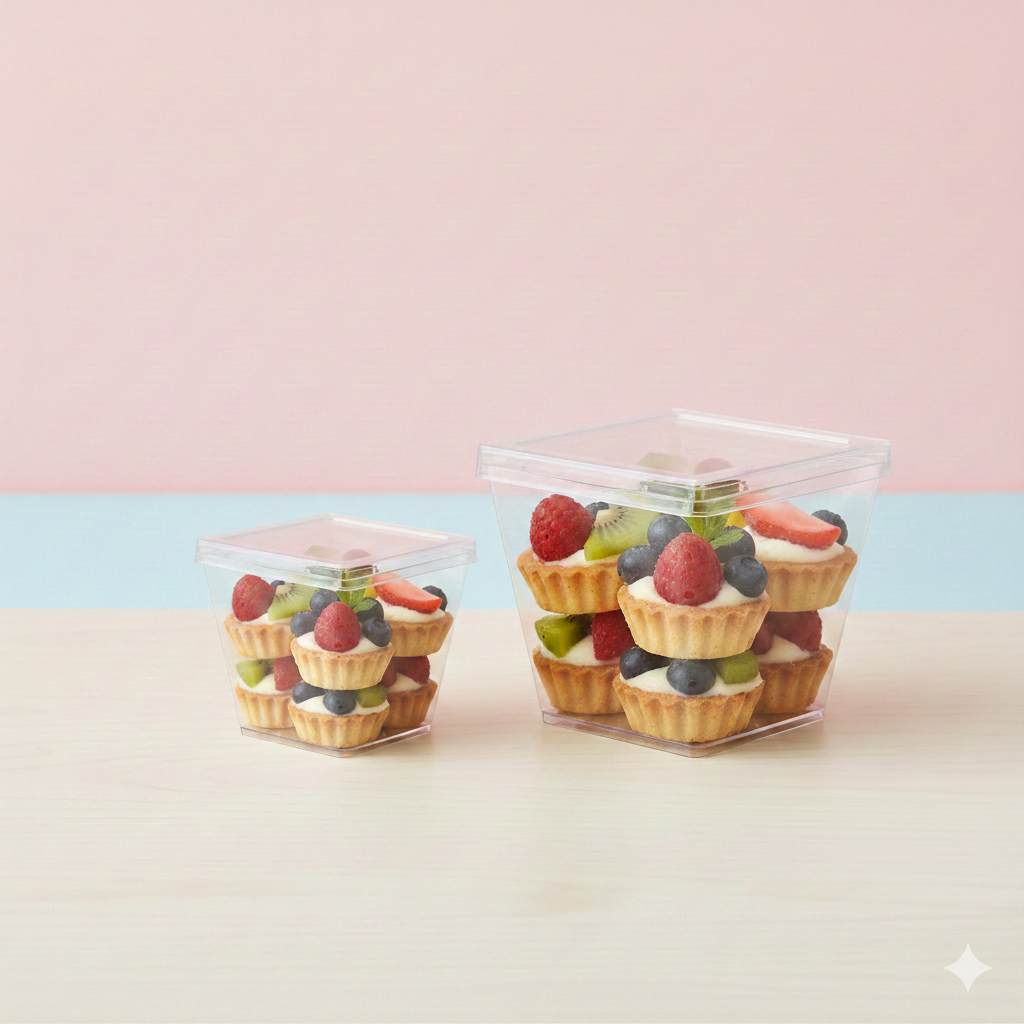 أكواب حلويات مربعة من الكريستال (صغير، كبير)