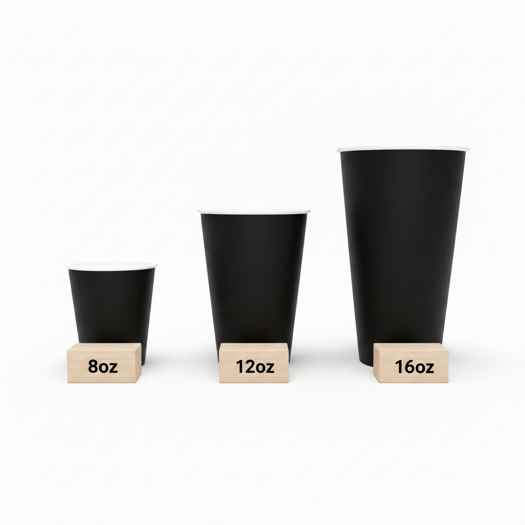 Black Single Wall Paper Cups 8/12/16oz