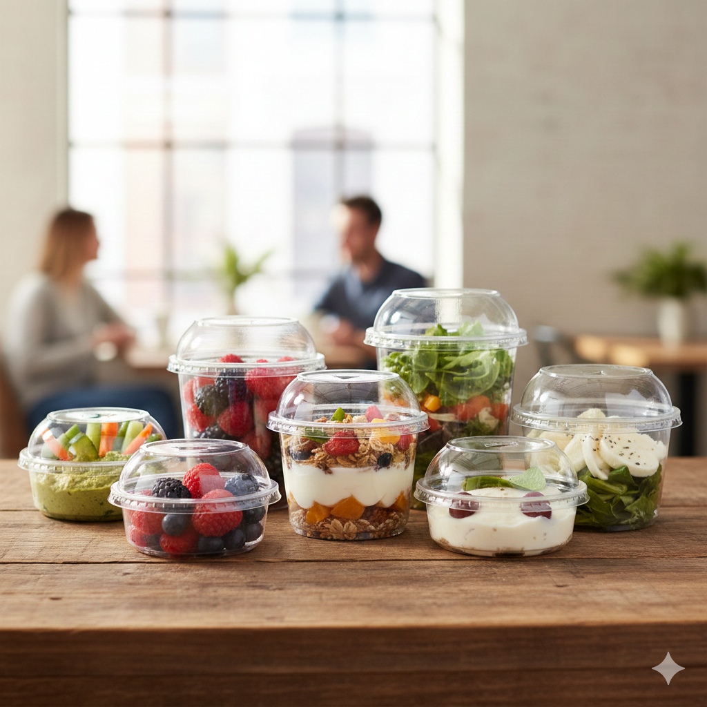 عبوات بلاستيكية دائرية للأطعمة الجاهزة، 8/12/16/24/32 أونصة