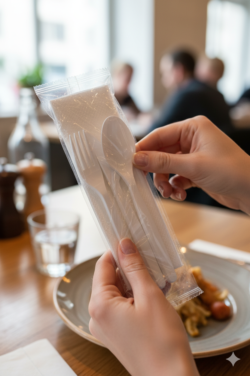 White ECO Cutlery Sets 4x1