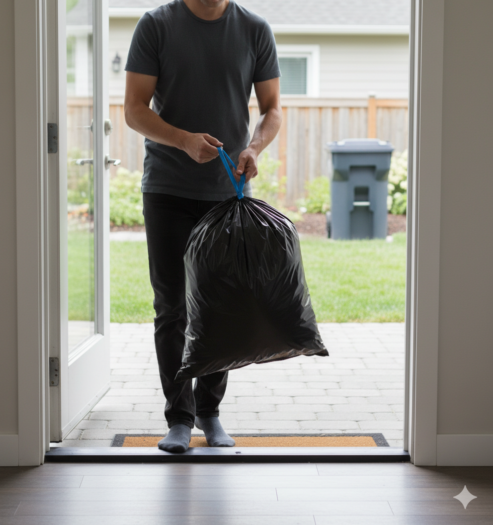 Black Plastic Garbage Bags with Tie